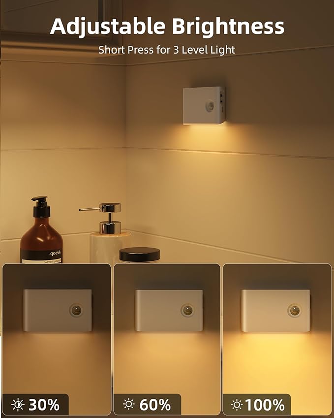 EZVALO 6 Pack Motion Sensor Night Lights with Charging Station, Sync LED Stair Lights Indoor, 1500mAh Rechargeable, Magnetic & Dimmable, 3000K Soft White, Portable Nightlight for Hallway, Stairs