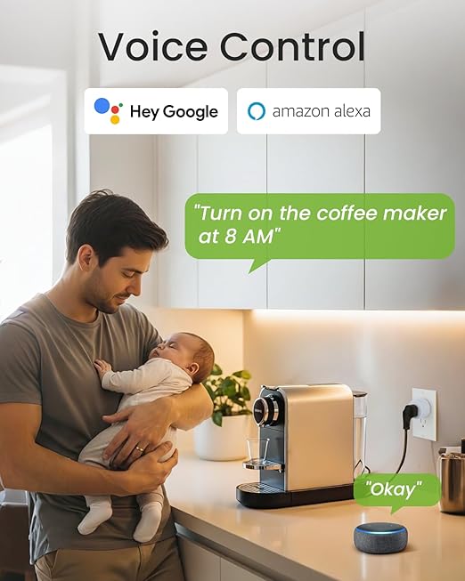 GHome Smart 5G 15A WiFi Smart Plug Compatible with Alexa and Google Home, Outlet Timer Smart Home WiFi Outlet Timer with Remote Control, 5GHz and 2.4GHz Wi-Fi Sockets, ETL FCC Listed, White, 2 Pack