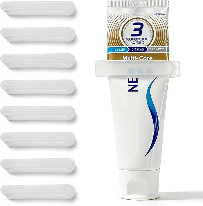 8-Pack Toothpaste Tube Squeezer by JM.JEEMI- Easy Squeeze Dispenser for Kids, Manual Roller Clip for Bathroom & Travel, Fits Toothpaste, Cream & Paint Tubes up to 2.6" Wide