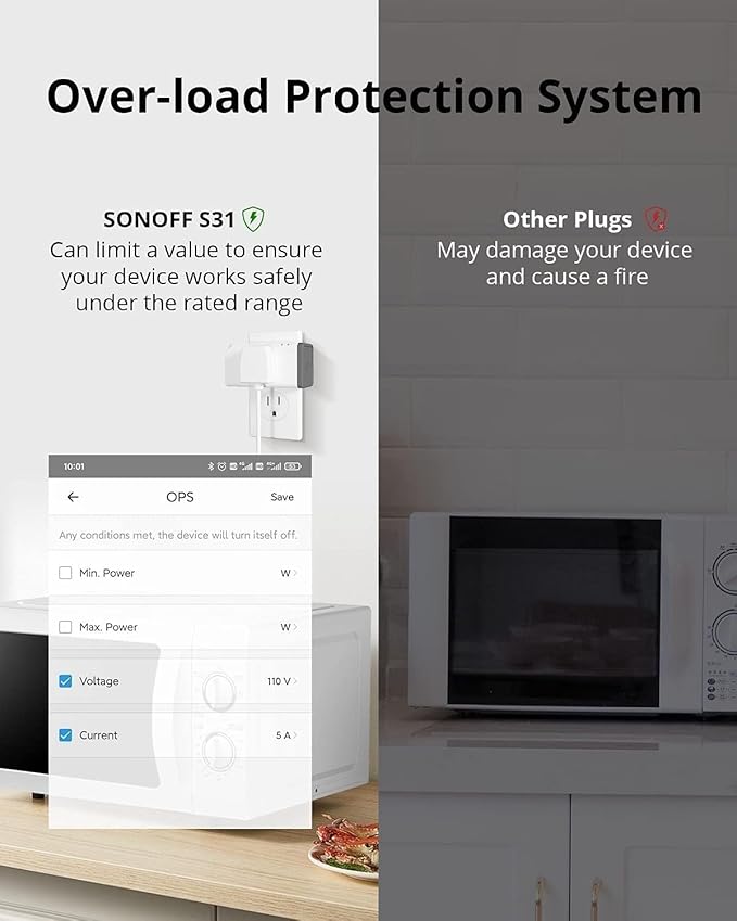 SONOFF S31 WiFi Smart Plug with Energy Monitoring, 15A Smart Outlet Timer Switch ETL Certified, Compatible with Alexa & Google Home, IFTTT Supporting, 2.4 Ghz Wi-Fi Only