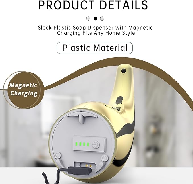 Automatic Soap Dispenser Touchless,300ML Hand & Dish Countertop Electric Liquid Rechargeable Dispenser with Sensor,Modern 4 Gear Adjustable Waterproof Kitchen Auto Soap Pump（Gold）