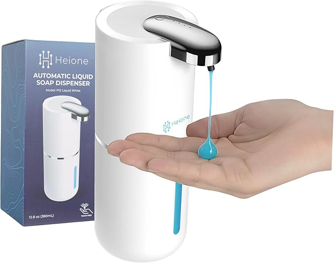 Automatic Soap Dispenser - Touchless Liquid Soap Pump for Kitchen Sink & Bathroom, USB-C Rechargeable, IPX5 Waterproof, Wall Mount or Countertop, 12.8oz (White)