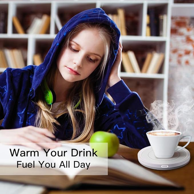 Smart Coffee Warmer, Auto On/Off Gravity-induction Mug Warmer for Office Desk Use, Candle Wax Cup Warmer Heating Plate (Up To 131F/55C)