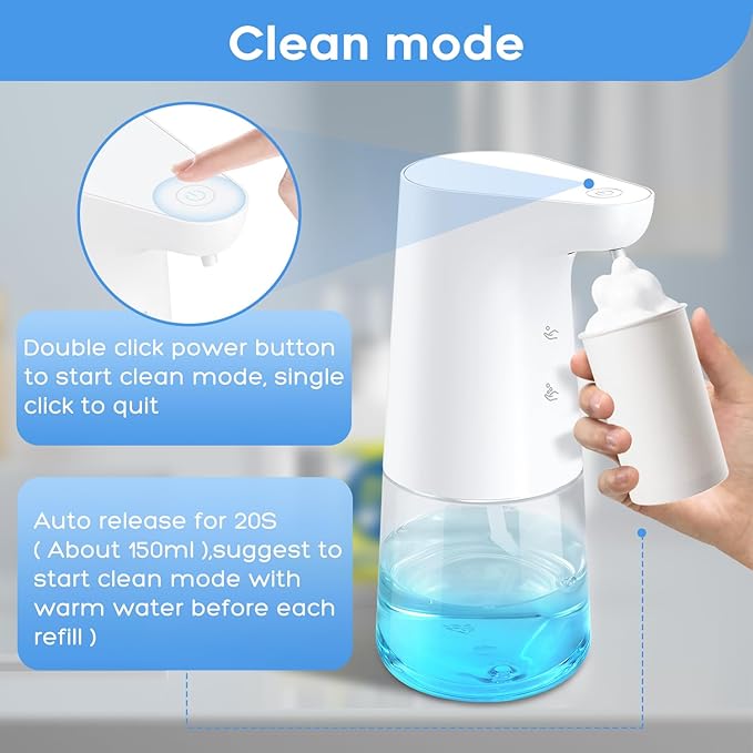 Automatic Foaming Soap Dispenser: LAOPAO Touchless Hand Soap Dispenser for Kids Type-C Rechargeable Sensor Pump Waterproof Foam Dispenser for Bathroom Kitchen School Xmas Gift, 13oz