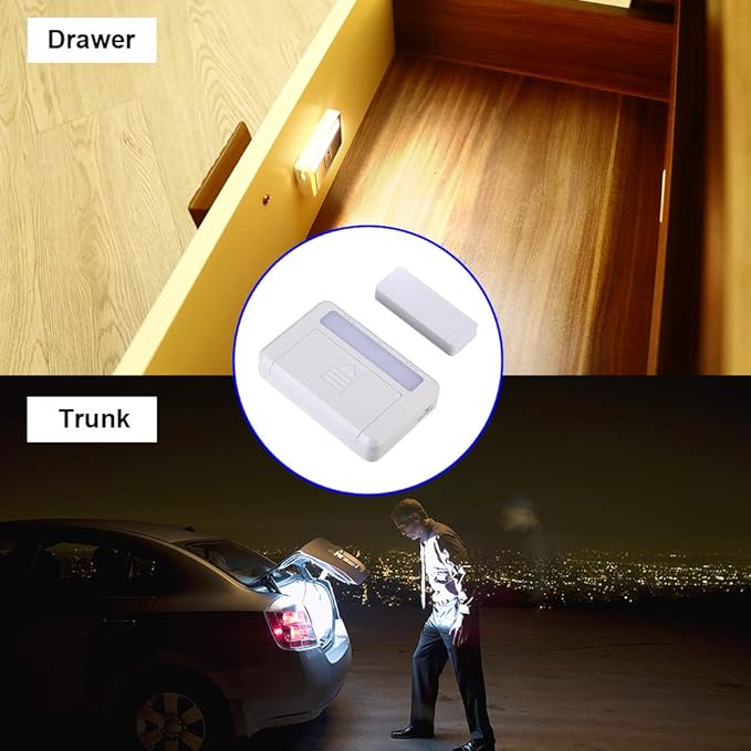4 Pack Cordless Cabinet Lights, Door Open Activated Sensor Automatic Turn On Off Led Cupboard Drawer Closet Light Battery Operated Stick On Up Puck Lights Indoor for Kitchen Cabinets Pantry Gun Safe