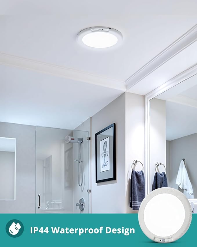 wowatt 4Pcs Battery Operated Ceiling Lights Rechargeable Motion Sensor Light Indoor Wireless Shower Light with Remote 3000K 4500K 6500K 7.48in Dimmable Timing Motion Activated Lamp for Closet Shower
