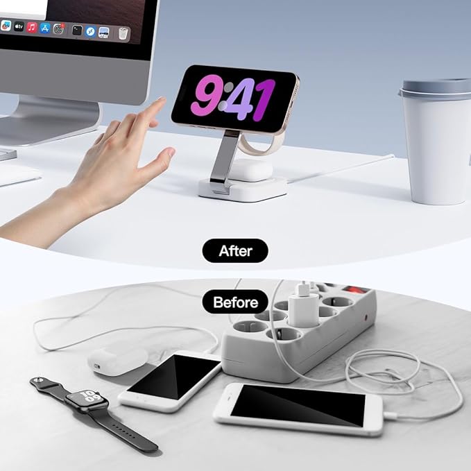 RYND 2026 Traveling Wireless Magnetic Fast Charging Station,3 in 1 Charger with i Phone 17 16 15 14 13 12 Pro Max Plus,Apple Watch Series & Air pod 4 3 2 Pro-Gifts for Wife & Husband(Rose Red)