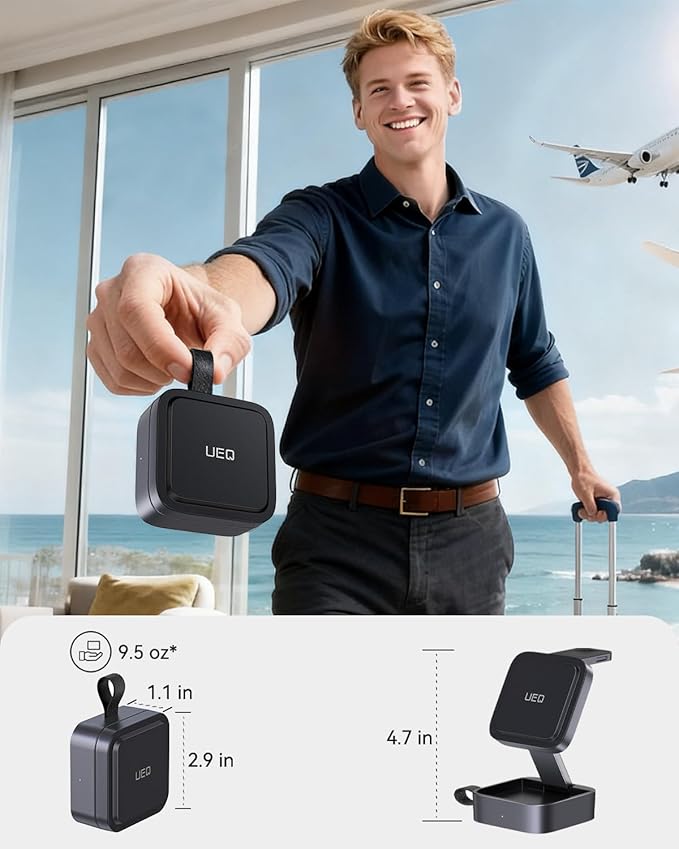 UEQ 3 in 1 Wireless Charging Station for Apple Devices,Compatible with MagSafe Charger Stand,Foldable Fast Travel Magnetic Wireless Charger for iPhone 17 Air 16 15 14 13 12,Apple Watch&AirPods Pro