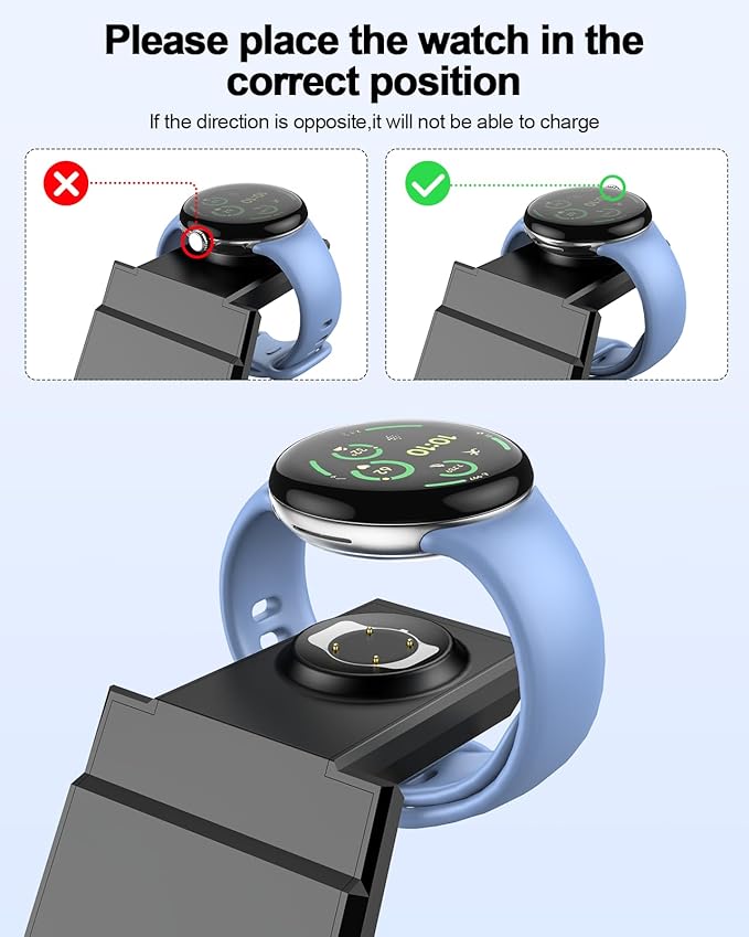 NANAMI Wireless Charger for Google - 3 in 1 Wireless Charging Station Fast Charger Stand Dock for Pixel 9/9 Pro XL/Fold/8/7,Buds Pro 2/Pro, Watch 3/2,Fitbit Versa 4/Sense 2(Not for Pixel Watch 1/4)