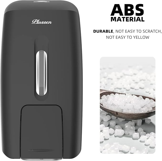 Soap Dispenser Wall Mount Adhesive Commercial Soap Dispenser 800ml No Drill Hand Sanitizer Dispenser for Bathroom Support Liquid and Gel,Black-PN9088