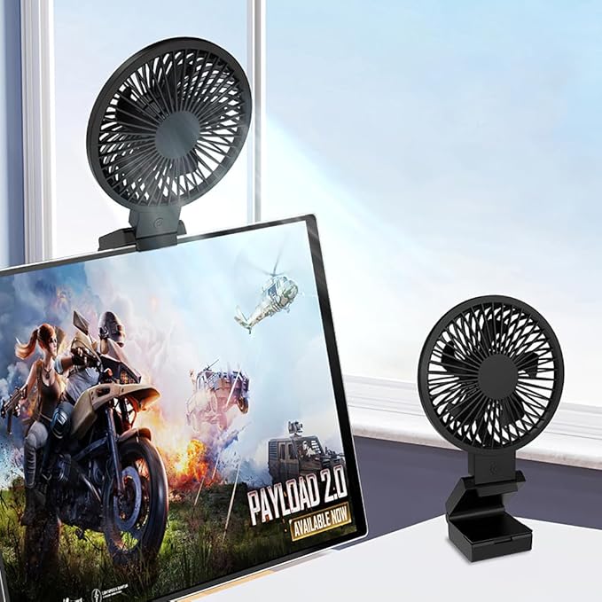 HomeBeyond Clip on Fan for Desk, Desk Fan for Monitor with 60 Tilt, USB Powered Quiet Personal Fan with Stepless Speed Control, Hanging Fan for Office, Gaming, Study