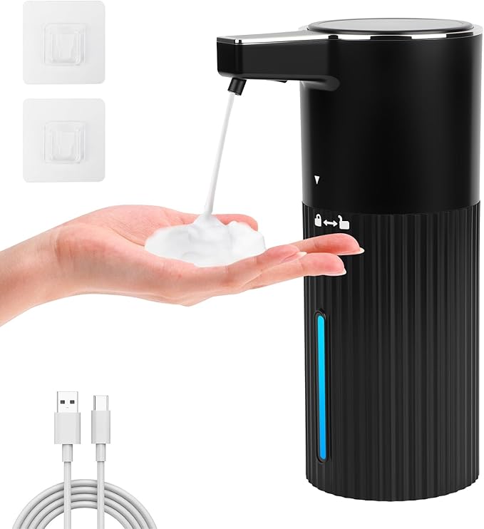 Automatic Foaming Soap Dispenser, 13.52oz/400ml Rechargeable Touchless Smart Foam Soap Dispenser, Hand Dish Soap Dispensers for Bathroom & Kitchen - Wall Mounted, 4 Adjustable Level, IPX5 Waterproof
