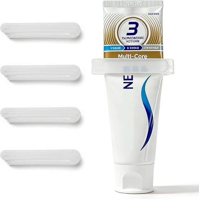 Toothpaste Squeezer 4-Pack by JM.JEEMI, Easy Manual Dispenser for Kids & Seniors, Fits Tubes up to 2.6", Multi-Purpose Clip for Cream & Paint