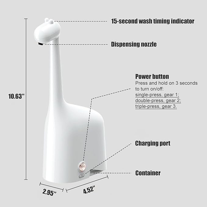 Automatic Foaming Soap Dispenser,10oz/300ml Touchless Smart Dispenser,Rechargeable Electric with 3-Level Adjustable Foam,IPX5 Waterproof for Bathroom Kitchen,White