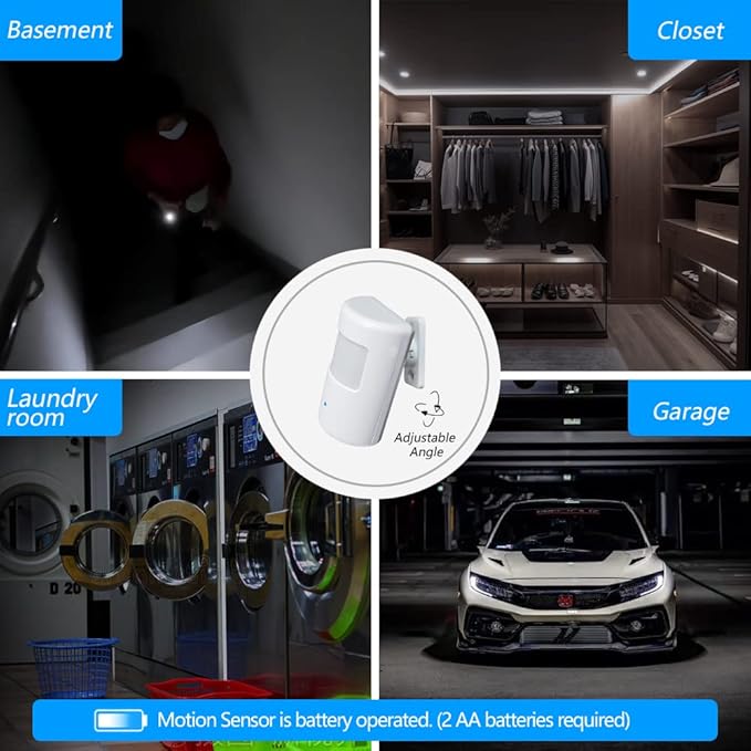 Plug-in Wireless Motion Activated Light Control, No Wiring, 130 Ft RF Range, Adjustable Detection Range, Always-on Timer and Light Sensor, Motion Detector and Plug Set