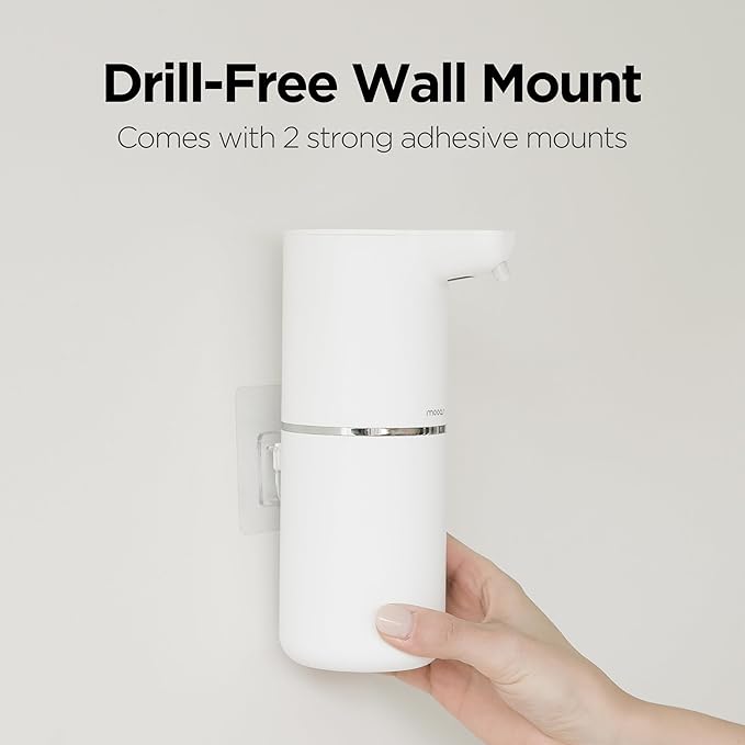 mooas Pure Wash Soft Bubble Automatic Soap Dispenser, Hand Soap Dispenser USB Rechargeable Electric Sensor 4-Levels Adjustable Dish Foam Soap Dispenser for Kitchen Bathroom Commercial 11.8oz