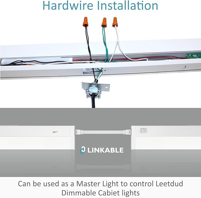 Leetdud Under Cabinet Lighting Motion Sensor Hardwired, 24 Inch 12W Dimmable, 5 CCT 2700/3000/3500/4000/5000K, Eyes Care Design Linkable Under Counter Lights for Kitchen, Sink, ETL Listed, White