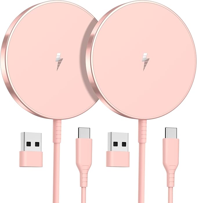 OANDYS Magnetic Wireless Charger 15W Fast Mag Safe Charger for Cell Phone 16 Pro Max/16 Pro/16 Plus/16/15/14/13/12 Series 2 Pack Charging Pad for AirPods 3/2/Pro 2/Pro Mag-Safe Original Replacement