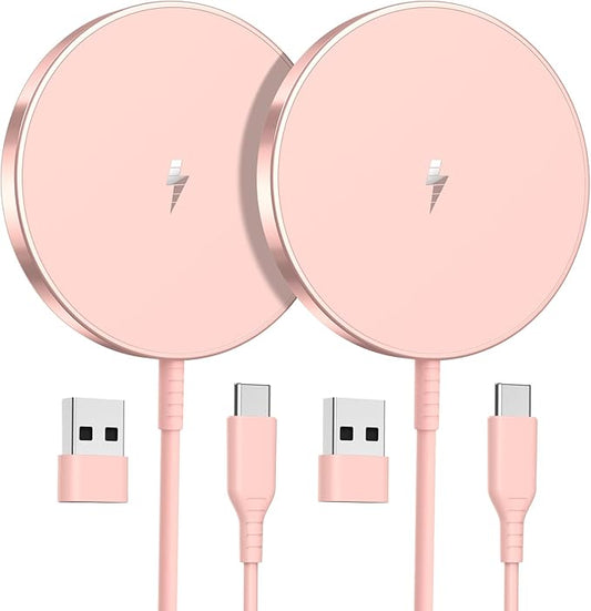 OANDYS Magnetic Wireless Charger 15W Fast Mag Safe Charger for Cell Phone 16 Pro Max/16 Pro/16 Plus/16/15/14/13/12 Series 2 Pack Charging Pad for AirPods 3/2/Pro 2/Pro Mag-Safe Original Replacement