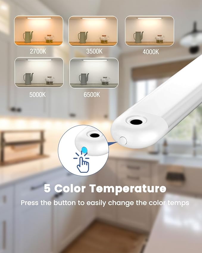 MYPLUS 36" Under Cabinet Lighting, Hand Wave Sensor Under Counter Lights for Kitchen, 600LM Bright LED, 5 Color Temps, Dimmable Under Cabinet Lights Plug in for Desk,Sink,Workbench