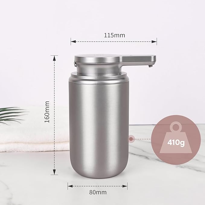 Automatic Soap Dispenser, Stainless Steel Hand Soap Dispenser for Bathroom Kitchen Rechargeable Touchless Hand Soap Pump 12 oz.