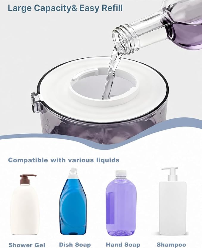 Automatic Soap Dispenser Touchless, 4-Level Adjustable Liquid Soap Dispenser, 13.5oz/400ml USB Rechargeable, IPX5 Waterproof, Countertop or Wall Mount, for Kitchen Bathroom, White