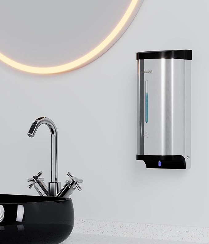 Wall-Mounted Stainless Steel Automatic Soap Dispenser 27 oz (800 ml) for Hotels, Restaurants, Offices, Kitchens