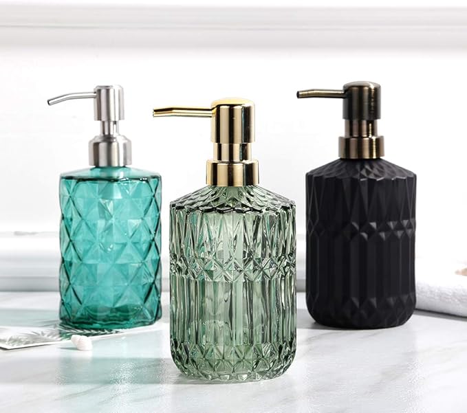 YunNasi Soap Dispenser with Pump, Refillable Liquid Hand Soap Dish Soap Dispensers for Bathroom Counter, Kitchen Sink (Green)