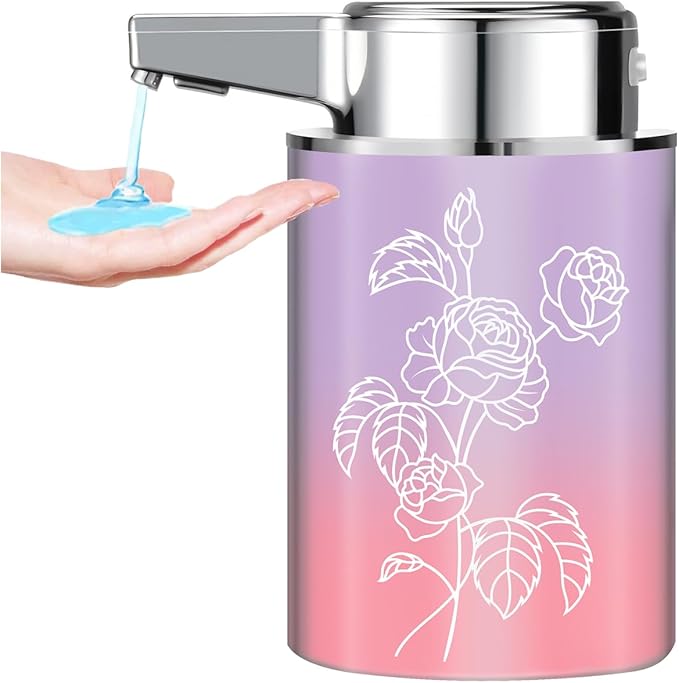 Automatic Soap Dispenser,soap Dispenser Dish soap Dispenser Hand Bathroom Touchless with Infrared Sensor（White Rose）