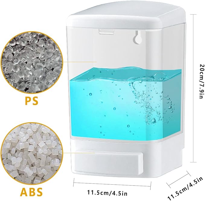 Manual Soap Dispenser Bathroom Kitchen Wall Mounted Commercial Soap Dispenser for Liquid Containers Shampoo Gel Chamber Plastic - (33.8 oz) 1000ml