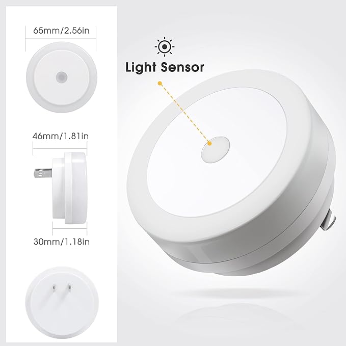 Briignite Night Lights Plug into Wall, [2 Pack], Nightlight with Light sensors, LED Night Light for Kids Room, Baby Night Light, Bathroom NightLights, Stair Lights, Hallway Light, Warm White