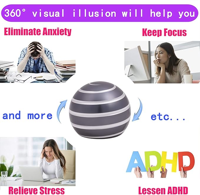 Desk-Kinetic-Toys Cool-Gadgets for Fidget: Cool-Stuff Thing Game Toy for Adult Teen Children Kid, Stress Relief Optical-Illusion Gifts for Office School Home Man Women Christmas Spinning 300 Seconds