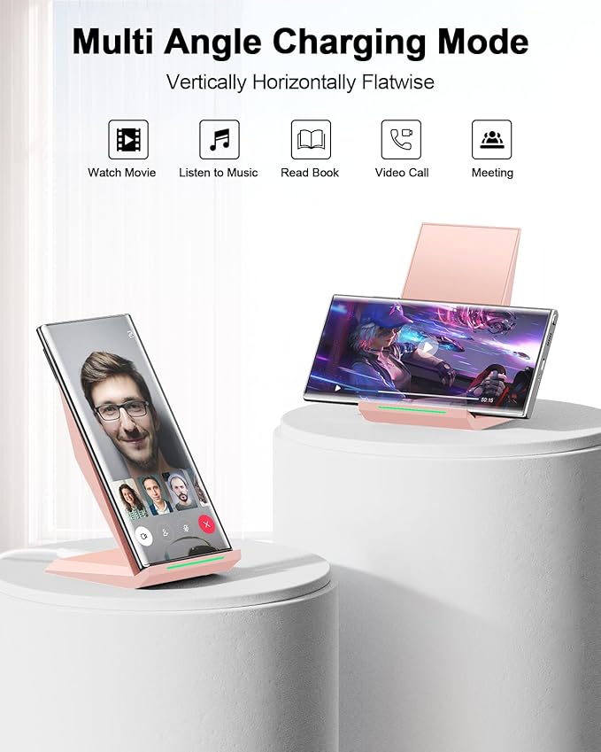 Wireless Charger with USB C Phone Charger, Charging Stand with 20W PD Adapter Compatible with iPhone 17/17 Air/16/15/14/13/12, Phone Charging Dock for Samsung Galaxy S26/S26+/S25/S24/S23/S22/S21