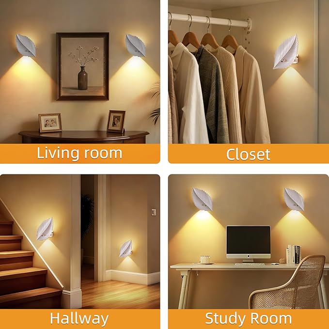Motion Sensor Wall Light with Remote Control, 10 RGB and 3 Colors Dimmable Wireless Wall Sconces, Rechargeable Wall Sconce for Hallway, Living Room, Stairs, Bedroom (2 Pack)