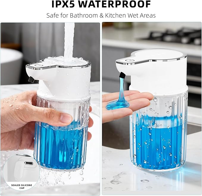 Automatic Liquid Soap Dispenser Touchless, Rechargeable Soap Dispenser,12oz/350ml Smart Hand Soap Dispensers,4-Level Adjustable,Wall Mount IPX5 Waterproof for Bathroom Kitchen