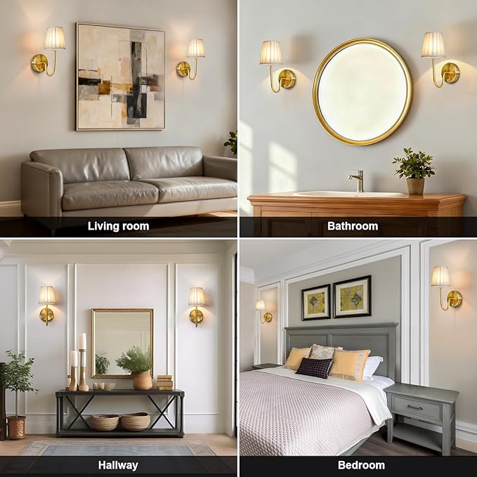 Cordless Motion Sensor Wall Sconce Set of 2, Rechargeable Wireless Wall Lamp with 5200mAh Battery, Dimmable Fabric Wall Sconce Light with Switch and Remote for Living Room Bedroom Hallway