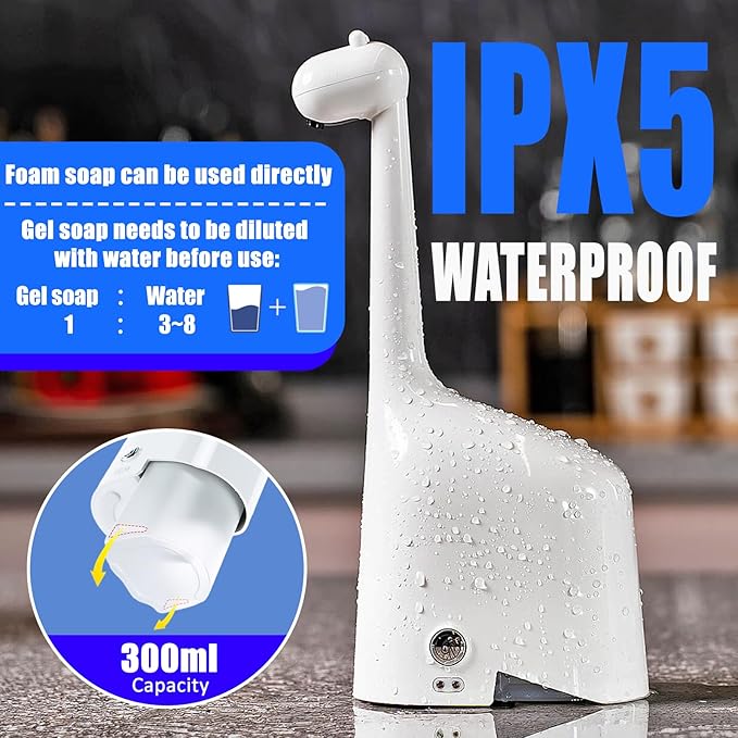 Automatic Foaming Soap Dispenser,10oz/300ml Touchless Smart Dispenser,Rechargeable Electric with 3-Level Adjustable Foam,IPX5 Waterproof for Bathroom Kitchen,White