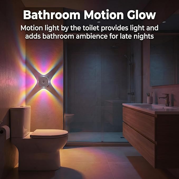 Motion Sensor Wall Lights, Peel and Stick On Rechargeable Wall Sconce Set of 2, Wireless No Drill RGB Color Changing Touch Dimmable Sconces for Indoor Hallway Stair Bedroom Closet