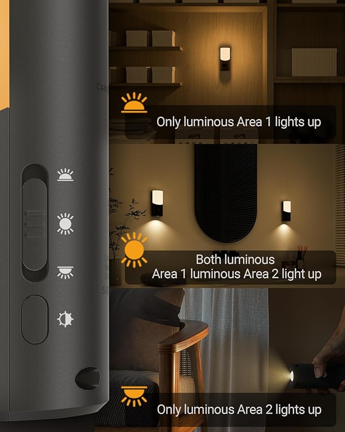 Lyridz Motion Sensor Wall Sconce (2 Pack), Up & Down Dual Beam Night Light, 270-Day Battery Life, Wireless Magnetic Stick-on Hallway Lights, Dimmable LED for Stair, Bedroom, Bathroom (Warm White)