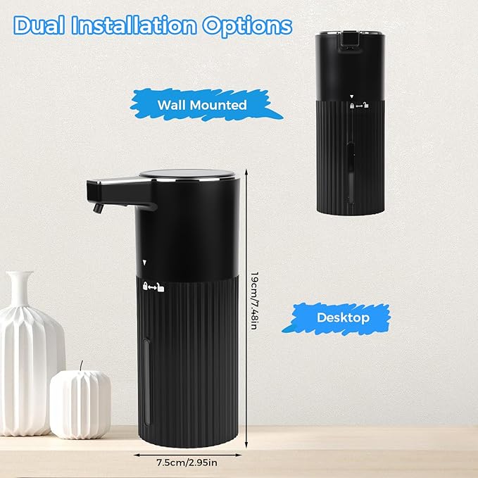 Automatic Liquid Soap Dispenser, 13.52oz/400ml Rechargeable Touchless Smart Lotion Soap Dispenser, Hand Dish Soap Dispensers for Bathroom & Kitchen - Wall Mounted, 4 Adjustable Level, IPX5 Waterproof