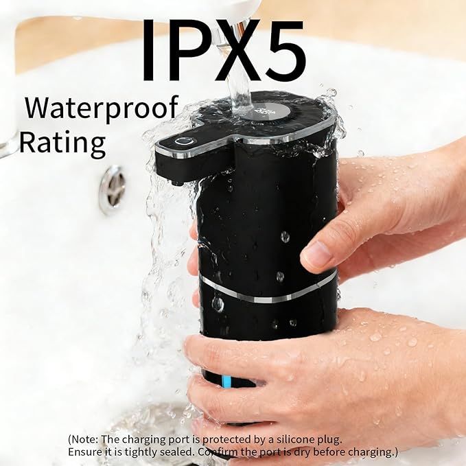 Automatic Liquid Soap Dispenser, Touchless Rechargeable Hand Soap Dispenser, 4 Adjustable Levels, 1200mAh Battery, Large Display, for Kitchen & Bathroom (Black, Liquid)