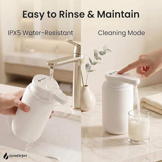 GentleJet SimpleFoam Automatic Foaming Soap Dispenser Touchless Sensor, USB-C Rechargeable, IPX5 Waterproof, Dual Output for Bathroom Kitchen Sink, ABS Compact Design
