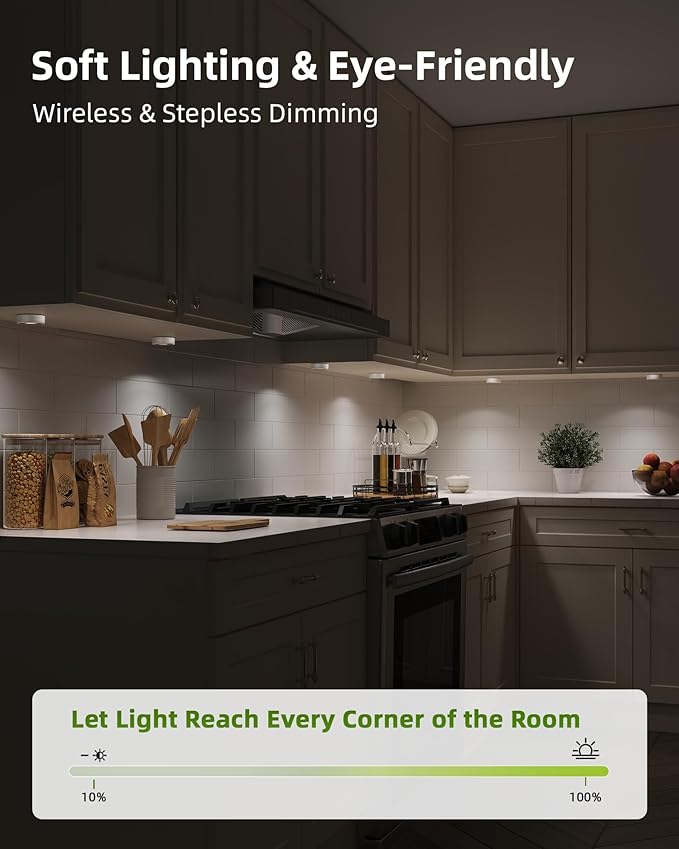 EZVALO LED Puck Lights with Charging Station, Rechargeable Stick On Tap Lights, Wireless Closet Light, 3 Color Temps, Under Cabinet Lights, 2.5'' Mini Touch Light for Kitchen,Pantry,Shelves(6 Pack)