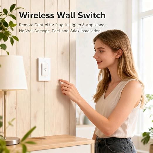 Remote Control Outlet: Wireless On Off Outlet Switch — Lamps Fans & Appliances Indoor — Renter Friendly — 100FT Range — No Wiring