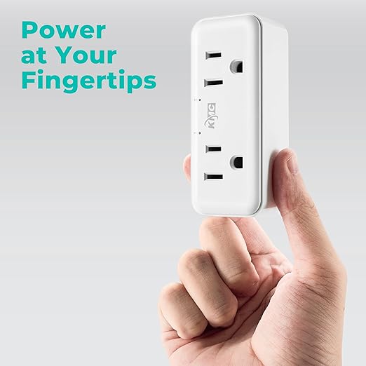 KMC Smart Plug Duo 4-Pack, 2-Outlet Wall Plug Extender, Smart Outlet Splitter for Smart Home, Compatible with Google & Alexa, No Hub Required, WiFi Outlet, White