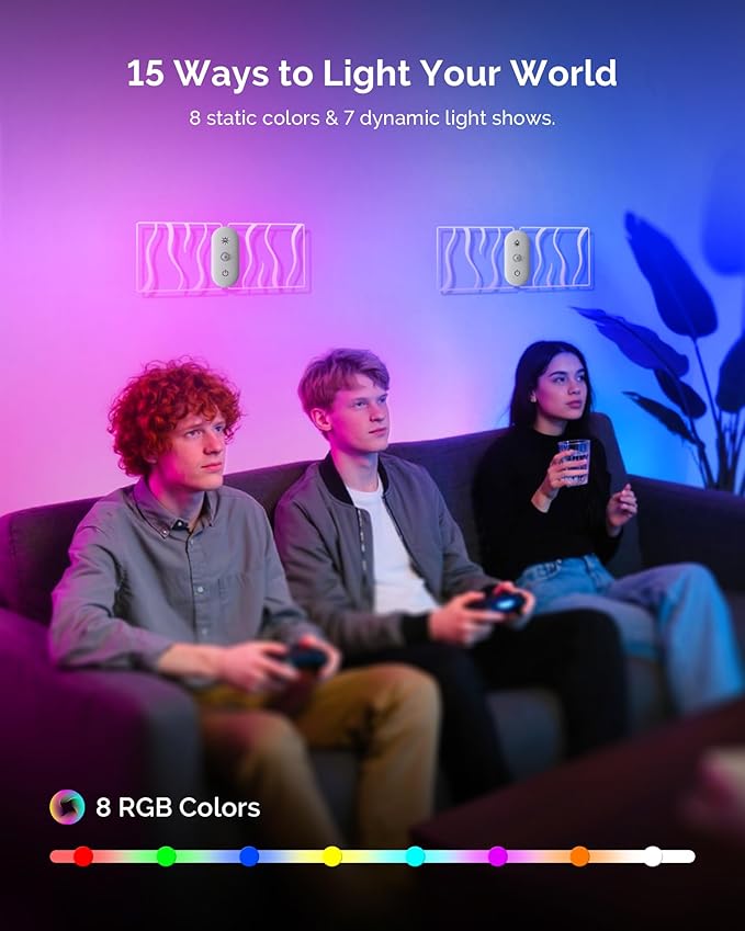 LOFTEK Motion Sensor Night Light (2 Pack) - Rechargeable RGB Color Changing Wall Light, Stepless Dimming, Battery Operated Sconce with Adjustable Brightness for Stairs, Hallway, Bedroom, Kids' Rooms