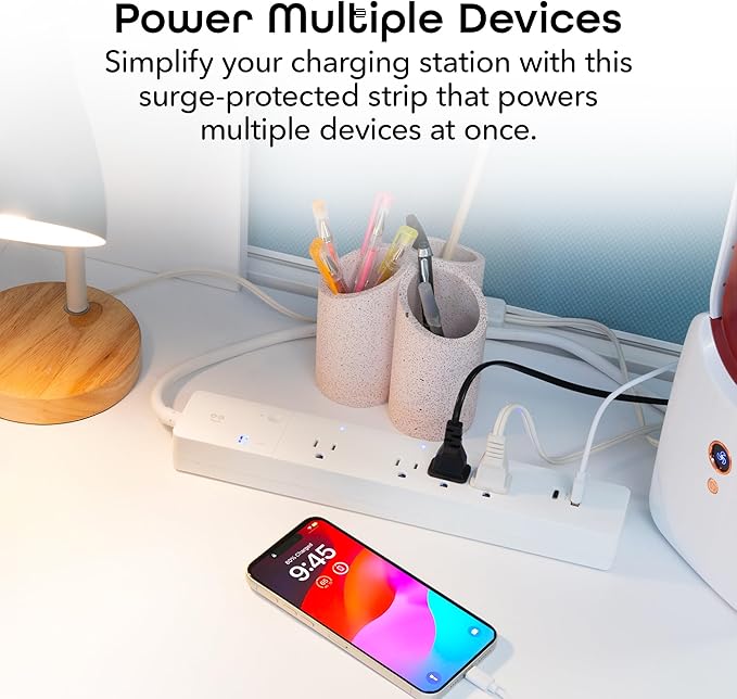 Geeni Smart Surge Protector Power Strip with 4 Smart Outlets, 2 USB Ports (USB-A & USB-C), Surge Protection, Wi-Fi & App Control, Compatible with Alexa & Google Assistant, Smart Power Strip
