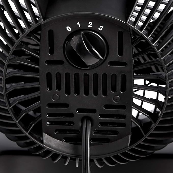 Amazon Basics Air Circulator Desk Fan for Bedroom, Home and Office, 90-Degree Tilt Head, 3 Speed Settings, Cooling, 35 Watts, Black, 11.1"W x 6.3"D x 10.9"H