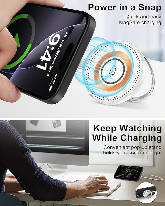 Magsafe Charger for iPhone 17, Magnetic Wireless Charger Fast Charging Pad for iPhone 17 Pro Max, 17Pro Air 16Pro Max 16 15 14, Apple Watch Airpods, Mag Safe Charging Station with Stand & USB-C Block
