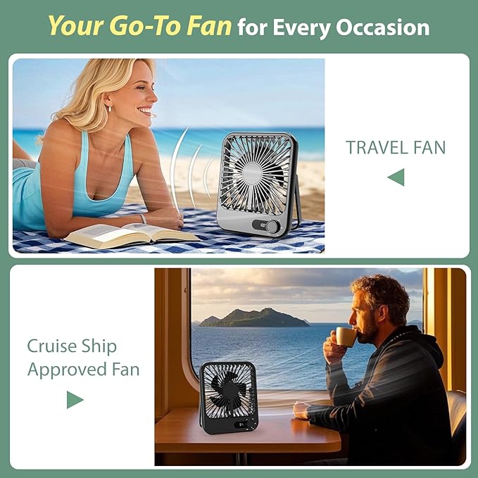 Portable Fan Rechargeable- Small Mini Desk Fan 100 Speed Wind Adjustable, Mini Silent Battery Powered Personal Desktop Fan for Bedroom Bedside, Office, Travel Essentials
